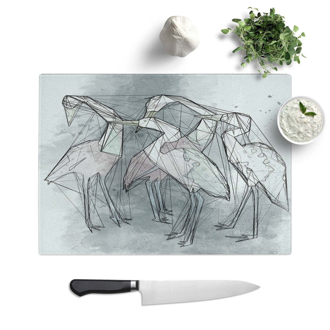Glass Heron Birds in Abstract Chopping Board