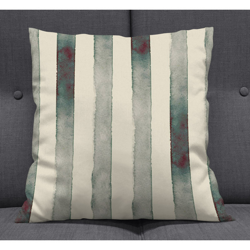 Throw Pillow Cover Only, Brown/Green Striped 2, 18"H x 18"W