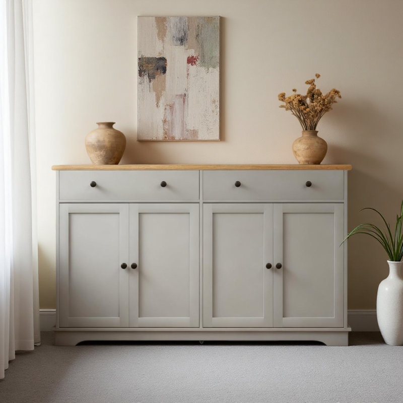 Elegant Style Buffet Cabinet With Storage Drawers,Sideboard, Adjustable Shelves For Your Home, Gray