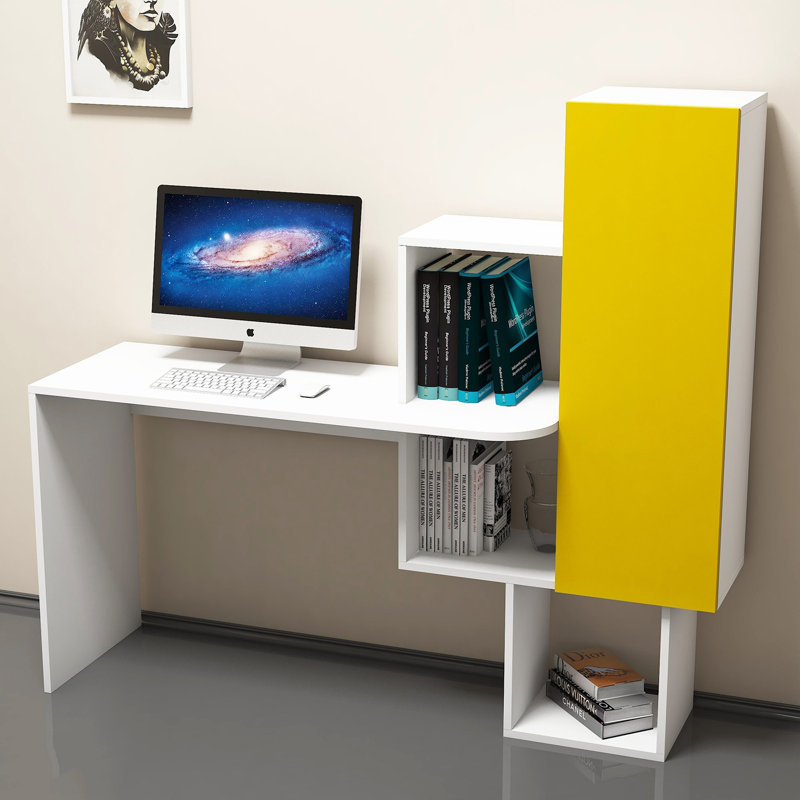 Loucks Computer Desk, Yellow/White