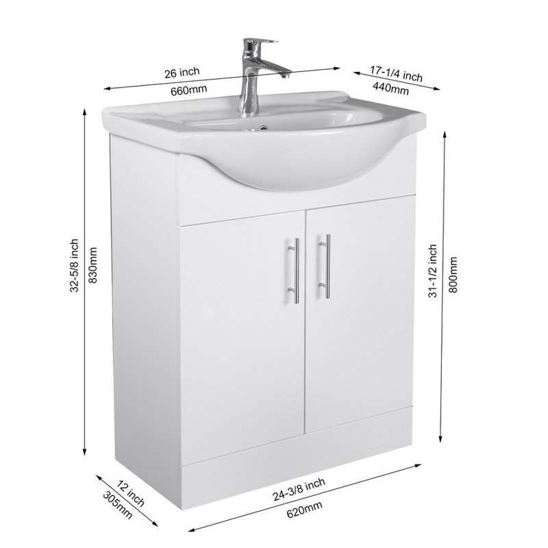 Shelette 65mm Single Bathroom Vanity with Euro Ceramic Basin