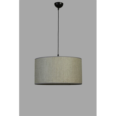 Élégant lustre en métal avec capuchon en bambou, hauteur réglable, 17,7 po de diamètre x 27,6 po de hauteur totale | Douille E27, 40 W maximum | Design élégant gris et noir, parfait pour le salon, la salle à manger et le vestibule