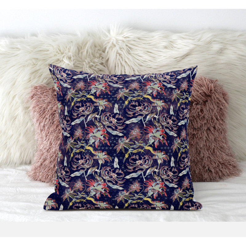  Coussin en suède avec étoiles roses, 20 po X 20 po, Marine / doré