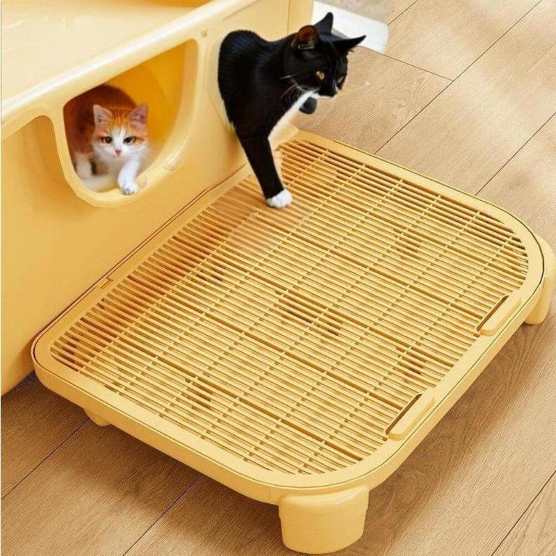 Tapis en plastique pour litière avec pattes antidérapantes, H 3,54 po x l 19,69 po x P 15,94 po, Gris