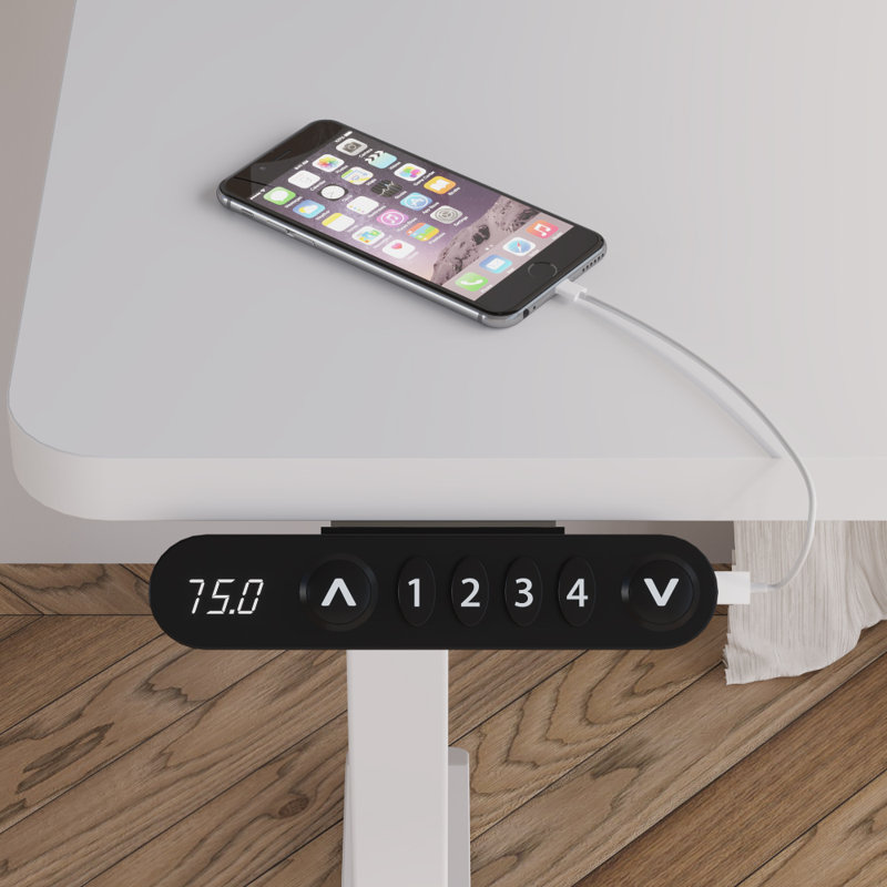 55" L-shaped Height-adjustable Standing Desk, White