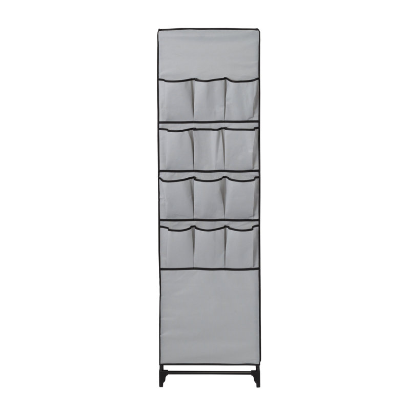 Armoire-penderie portative de 27 pouces de large avec couvercle et poches latérales, gris