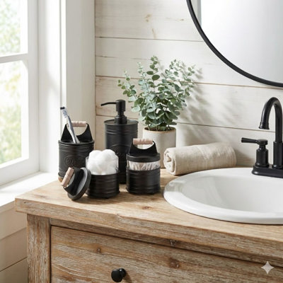 Ensemble d'accessoires de salle de bain rustique Yoann - galvanisé
