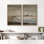 Calm Lake Shore Landscape Art Neutral Brown Water Scène Wall Decor for Living Room