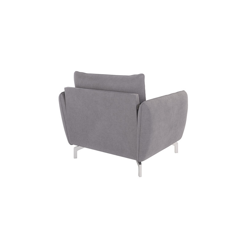 Modern Armchair  with Silver Metal Legs, Grey