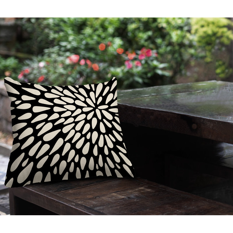 Housse et insert de coussin extérieur d'extérieur, L 15 po x H 15 po, Noir