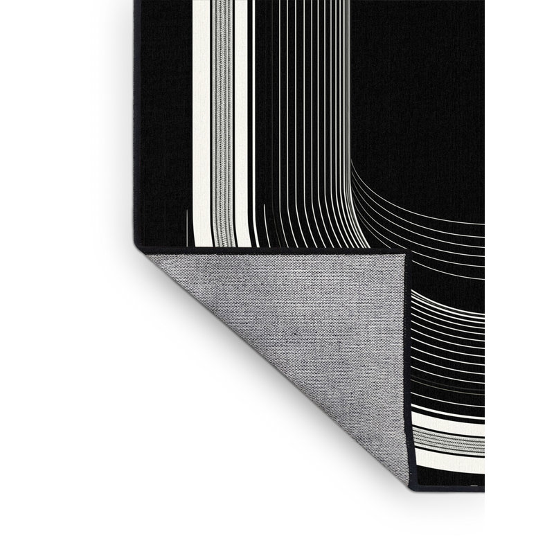 Machine Washable Paxton Snowboard Halfpipe Bold & Eclectic Modern Arc Rug in Gray – Black Binding, 5x7