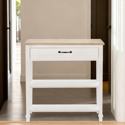 Console de canapé avec tiroir et tablettes (blanc)
