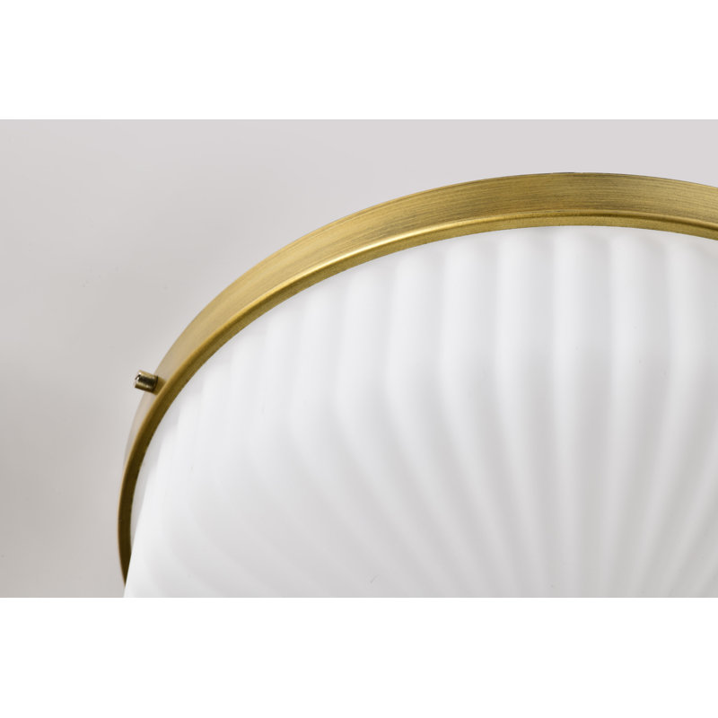 Sifuentes - Semi Flush Mount - Natural Brass Finish - Frosted Ribbed Glass, Natural Brass