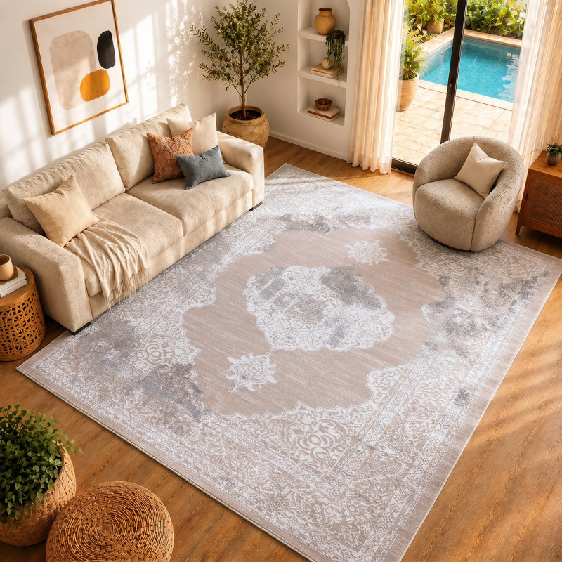 Machine Woven Beige/Cream/Grey/White Indoor Rug, Rectangle 200 x 275cm