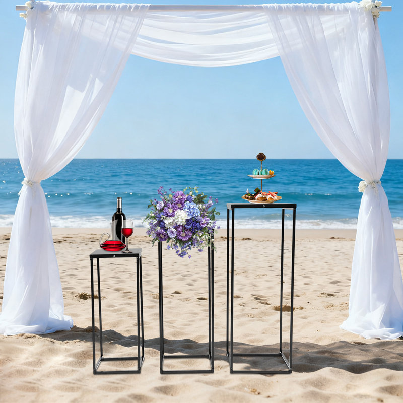 Ensemble de 3 plantes en métal, fleurs de mariage en métal, Noir