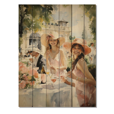 Country Club Elegant Social Gathering II - Impression de paysages urbains sur bois de pin naturel