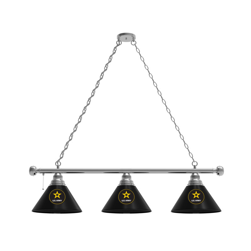 US Armed Forces 3 - Light Pool Table Lights Pendant, Chrome, 4, U.S. Marines