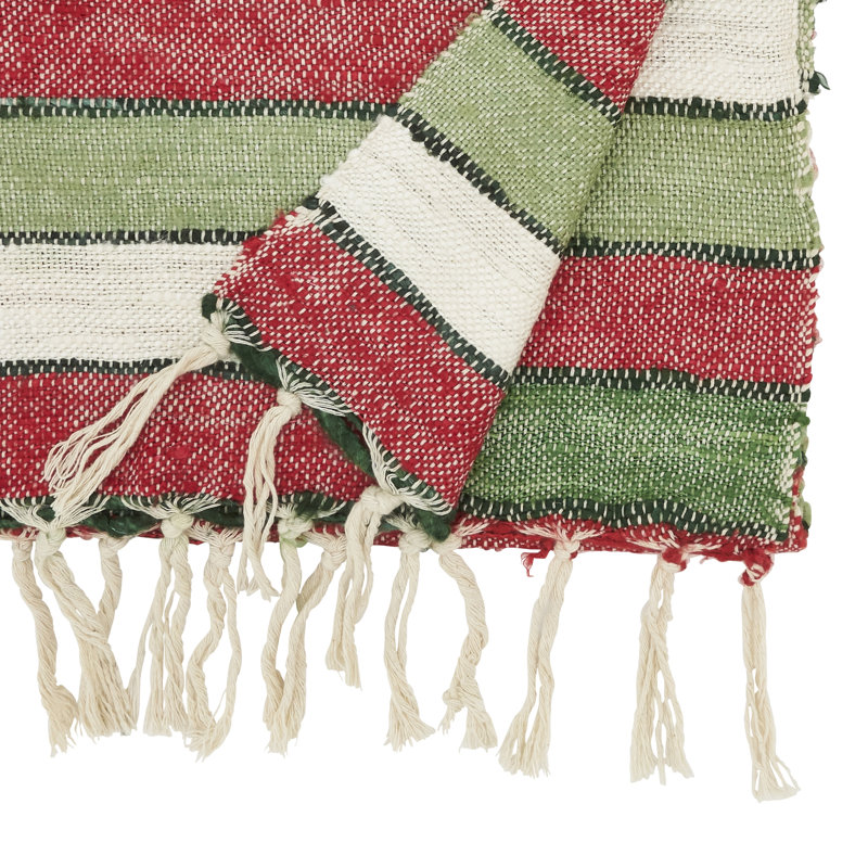 Cales Cotton Table Runner, Red/Green
