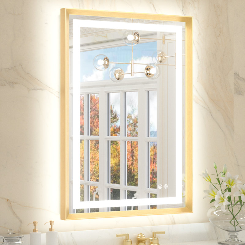 Miroir de salle de bain Dineen, Doré, 36 po x 24 po