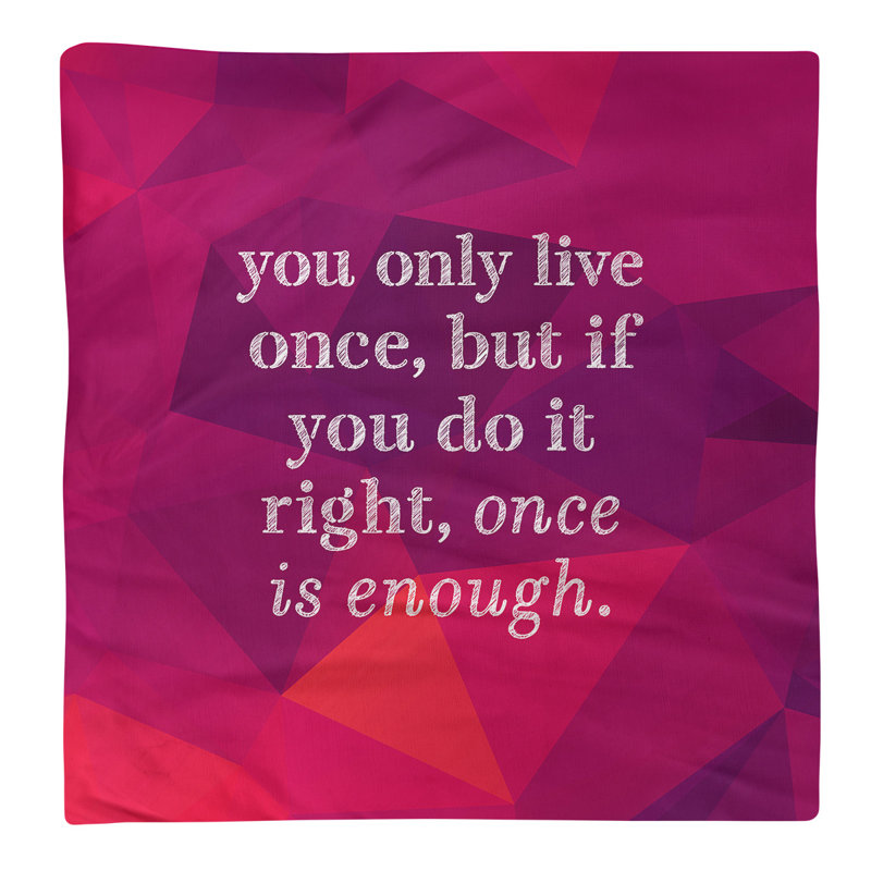 Faux Gemstone You Only Live Once Quote Napkin, Rubellite, Polyester, 10" L x 10" W