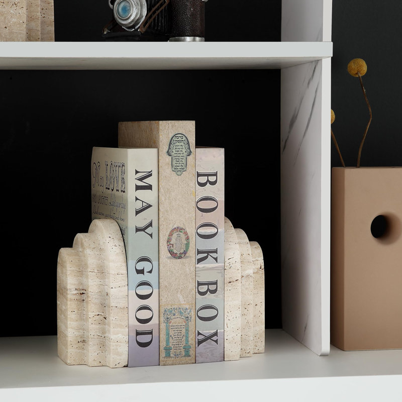 Natural Travertine Bookshelf Bookend Bracket