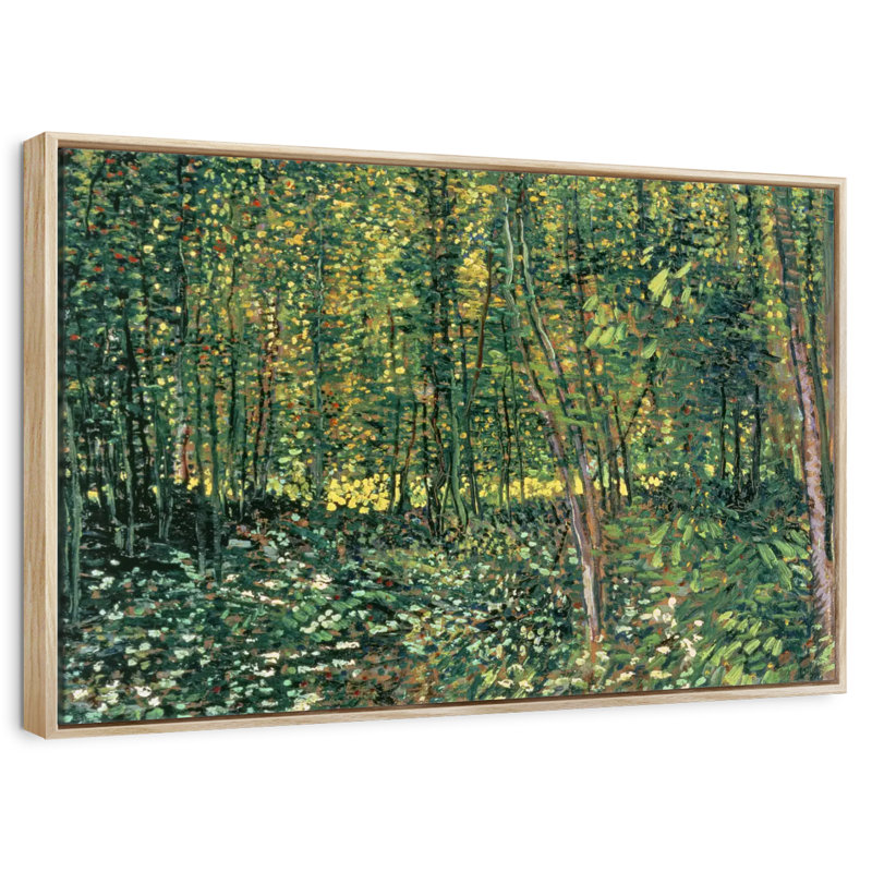 Arbres et sous-bois, 19 po x 13 po, Cadre flottant en bois naturel