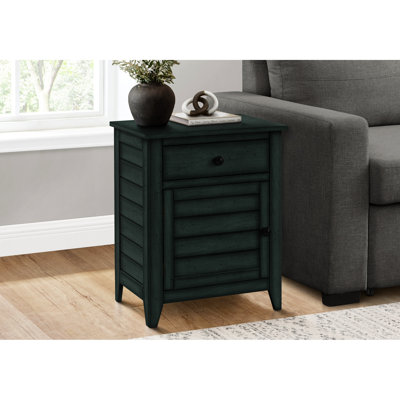 Accent Table With Drawer And Cabinet - Blue Veneer For Living Room Bedroom Storage Antique Decor