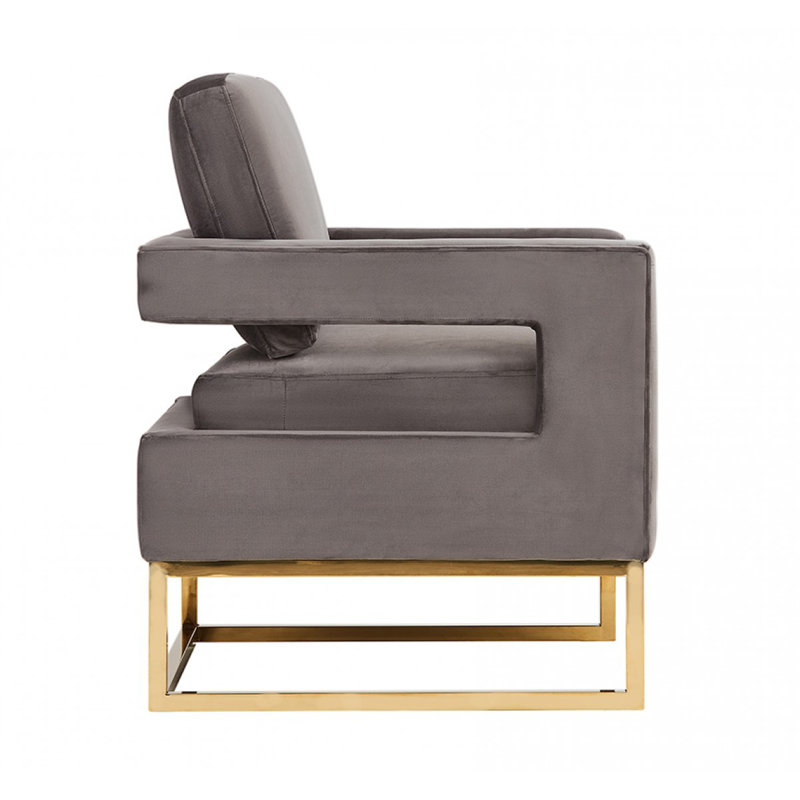 Fauteuil en polyester 33,5 po Cesiah, Gris, Or