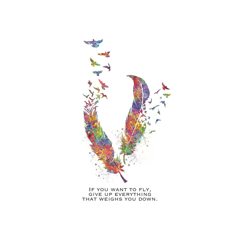 Feather Quote Portrait by Genefy Art - Wrapped Canvas Print, 20.32 cm H x 30.48 cm W