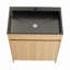 Meuble-lavabo autoportant avec lavabo en acier inoxydable et drain flexible, porte à fermeture en douceur