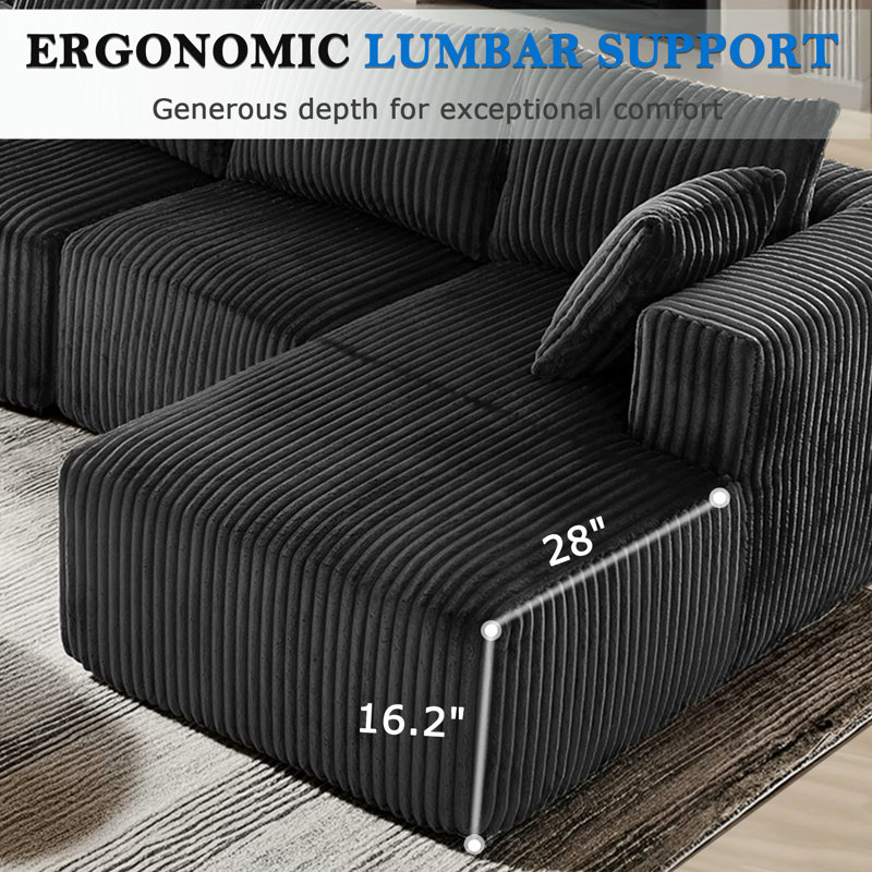 Canapé modulaire modulaire avec méridienne ouch Canapé convertible en L 3 places avec repose-pieds C Canapé modulaire Comfy Cloud pour le salon