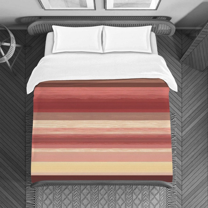 Paisley Bedding, King Duvet Cover, Brown/Pink Striped 1