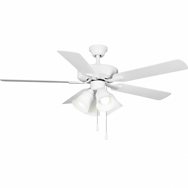 AirPro 52 po Ventilateur de plafond d'intérieur transitionnel blanc avec pales au fini bois antique, Blanc