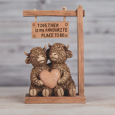 8.25"H Highland Cow Couple Figurine