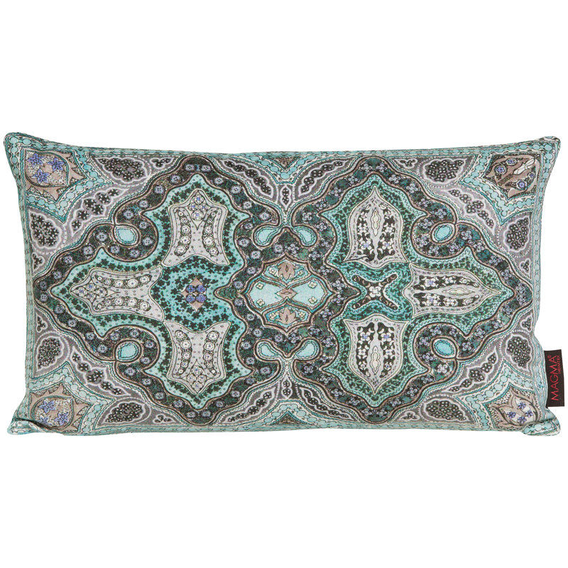 Coussin lombaire en coton Pradesh, Menthe, 12 po x 20 po