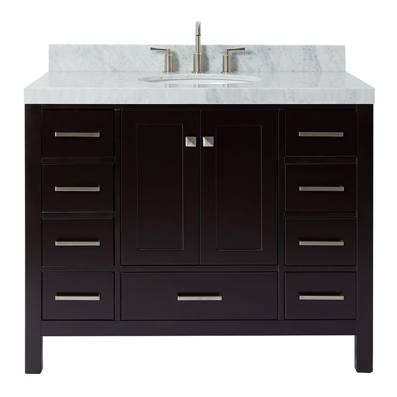 Ensemble de meuble-lavabo simple Cambridge, Ovale, Espresso / nickel brossé, L 42 po