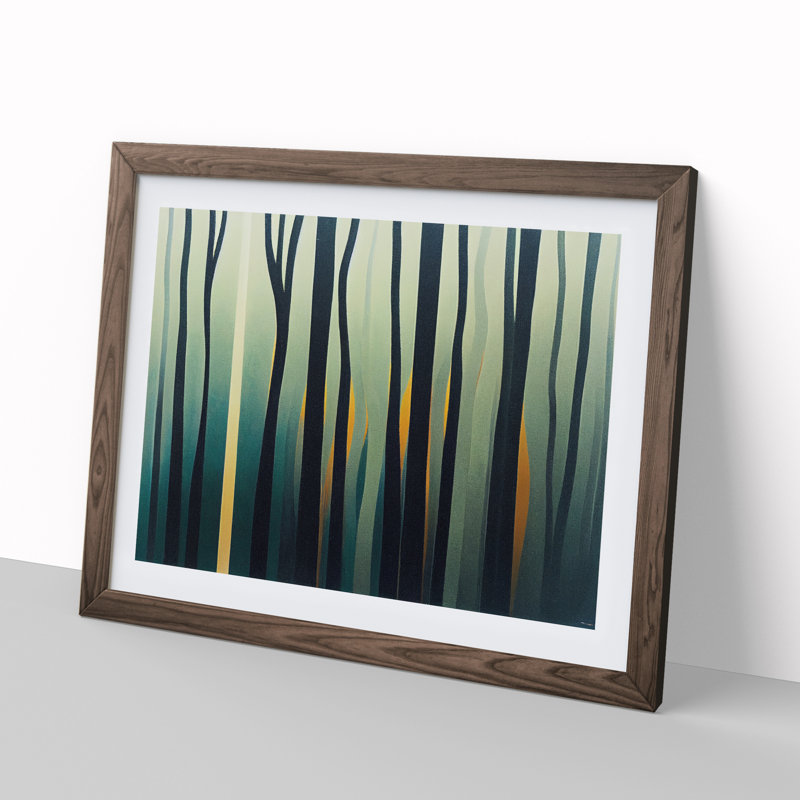 Abstract Forest View - Single Picture Frame Print, 46cm H x 64cm W x 2cm D, Walnut