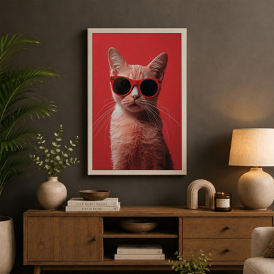 Cool Cat Sunglasses Modern - Wrapped Canvas