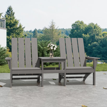 Danese All-Weather HDPE Adirondack Loveseat Chair with Table