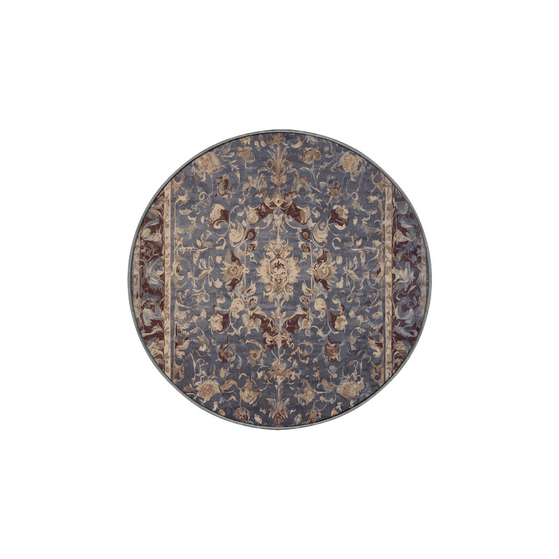 Tapis gris lavable à la machine, Rond 5 pi