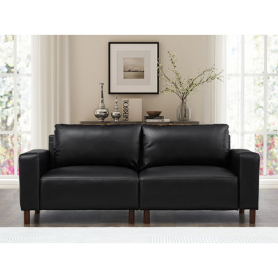 79" Faux Leather Square Arm Sofa