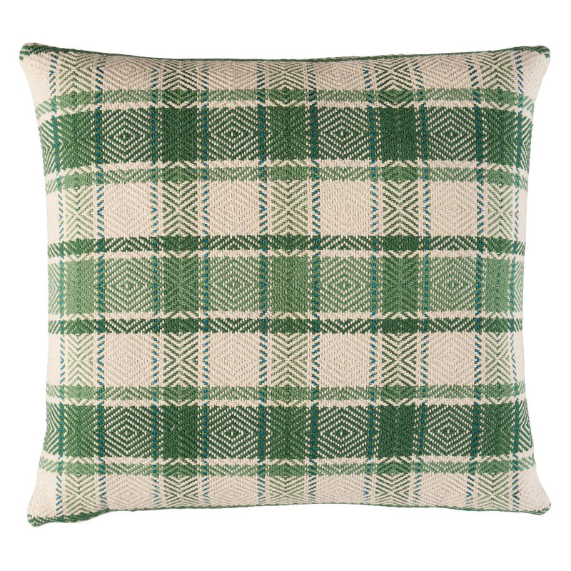 Coussin en coton Heidi, Carré 22 po, Vert