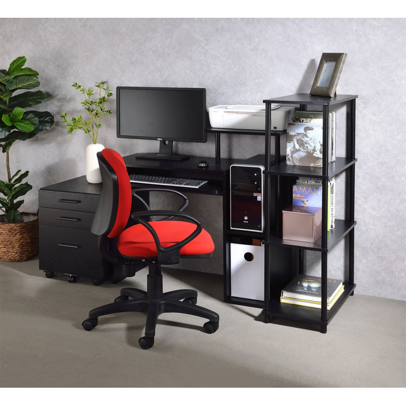 Bureau d'ordinateur Lyphre à finition noire (sans la chaise de bureau), Noir