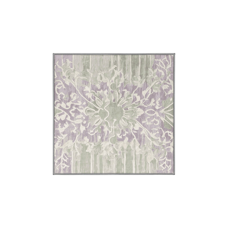 Machine Washable Gray Area Rug, Square 4'