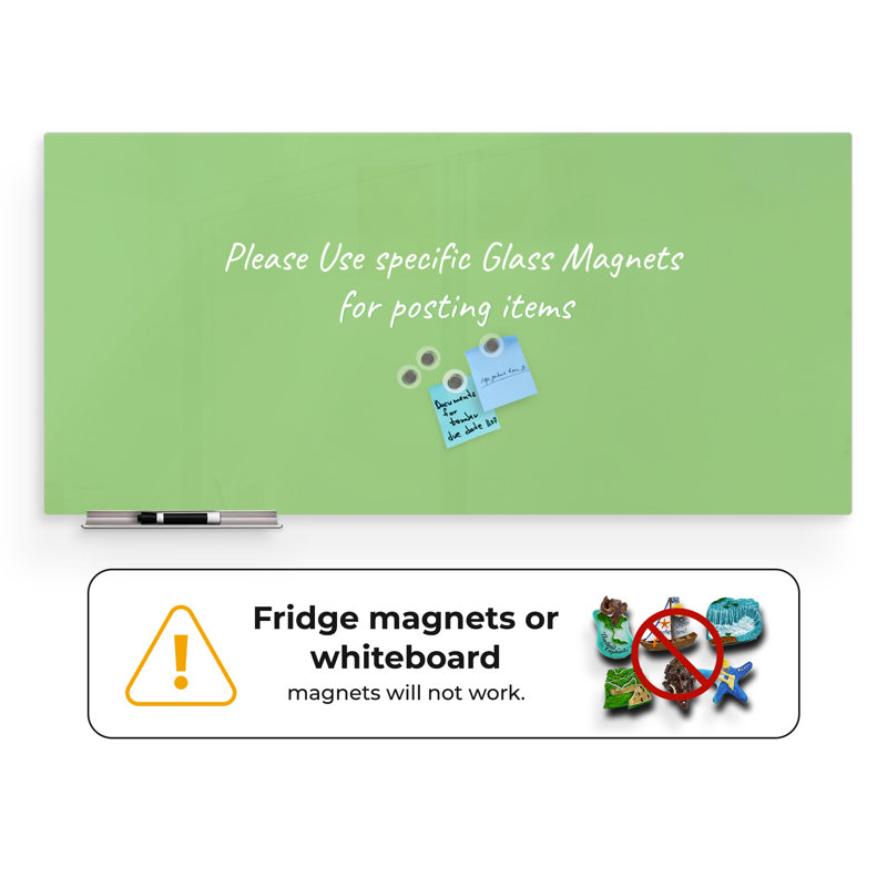 Tableau magnétique mural en verre Bojorquez, Vert, 48 po x 72 po