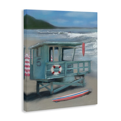 Lifeguard Stand on Shore Canvas Wall Art by Matthew Piotrowicz