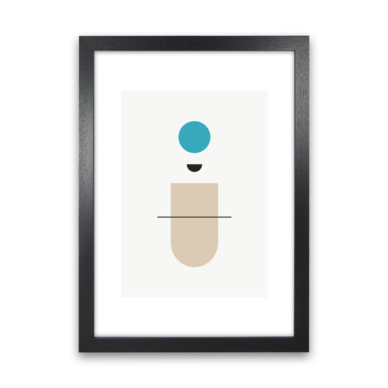 Mita Teal Abstract N1 by Pixy Paper - Print, 42cm H x 29.7cm W x 3cm D, Black Framed