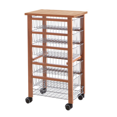 Montanez 47 cm W Kitchen Cart with Solid Wood Top