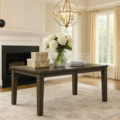 Vicy Dining Table W Removable Leaf, 66-84 Inch Top, Espresso Brown