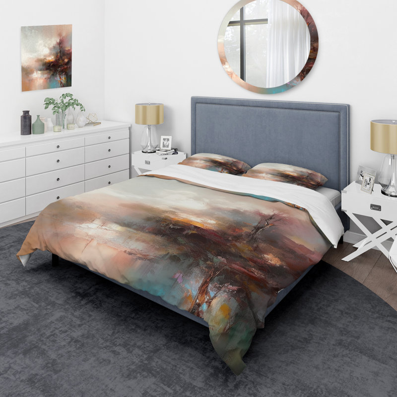 Ensemble de housse de couette Brown Abstracted Nature IV - Abstract Landscape